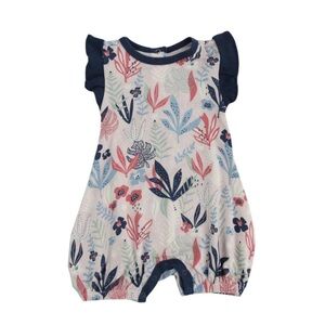 NWT Bestaroo Floral Flutter Sleeve Modal Bubble Romper in Pink 6-12M